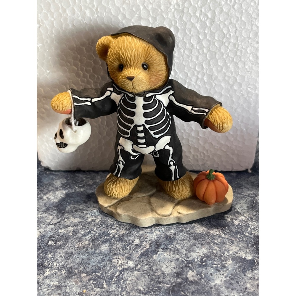 Cherished Teddies Sullivan Skeleton Halloween Figurine 706760 Glow in the Dark